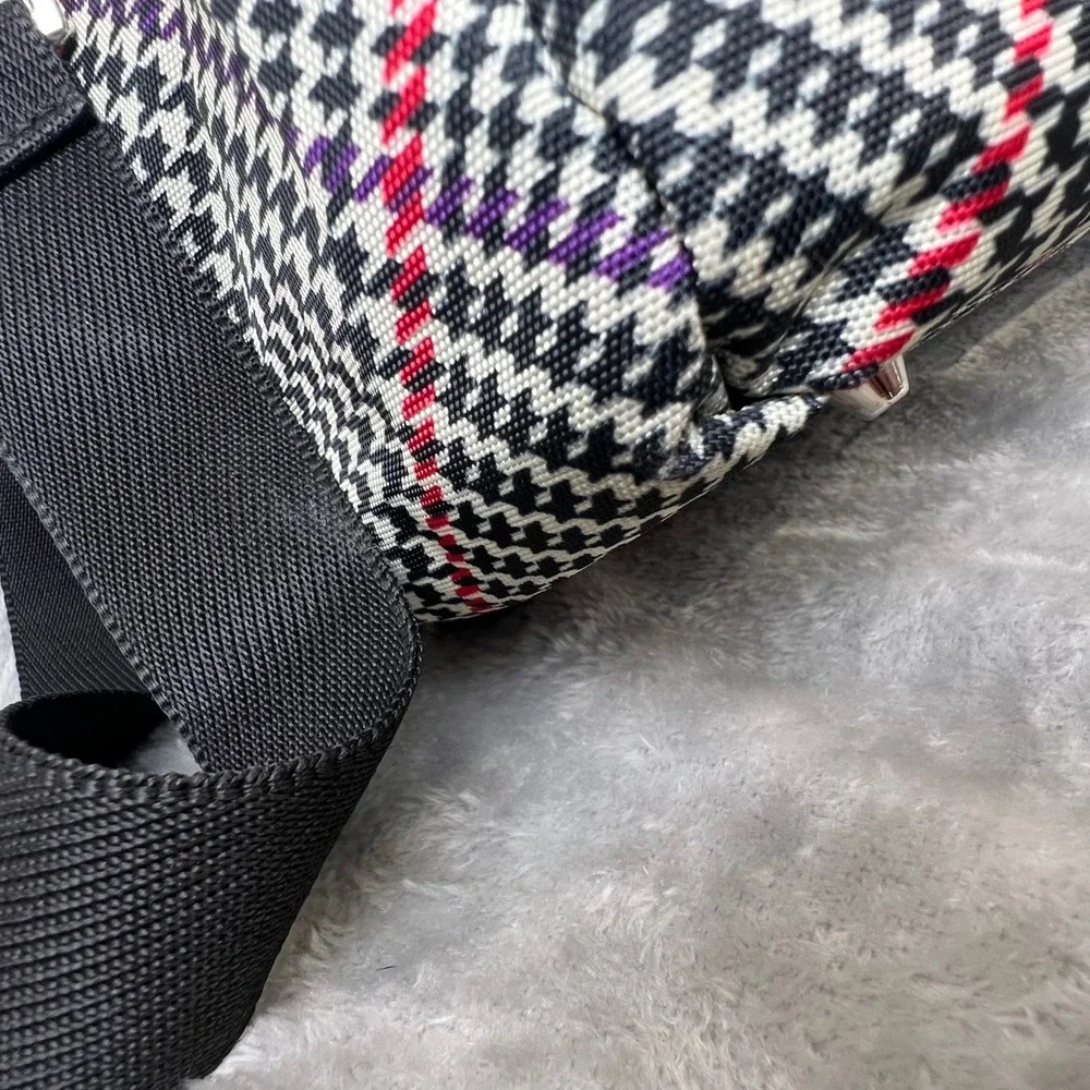 Chaps by Ralph Lauren Houndstooth Canvas/Leather Duffle‎ Bag Removable Strap